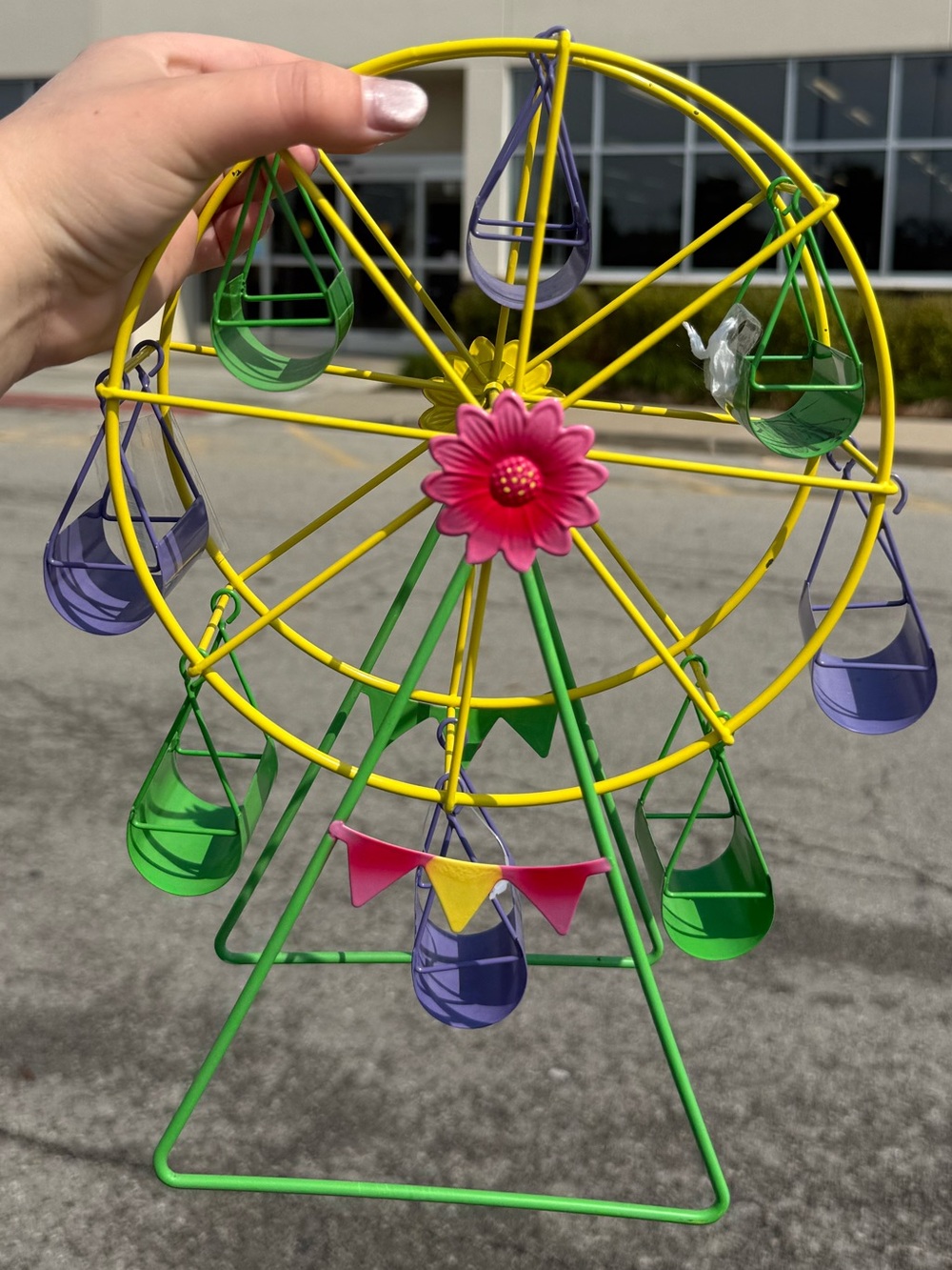 Colorful Metal Ferris Wheel - Yellow, Green, Purple